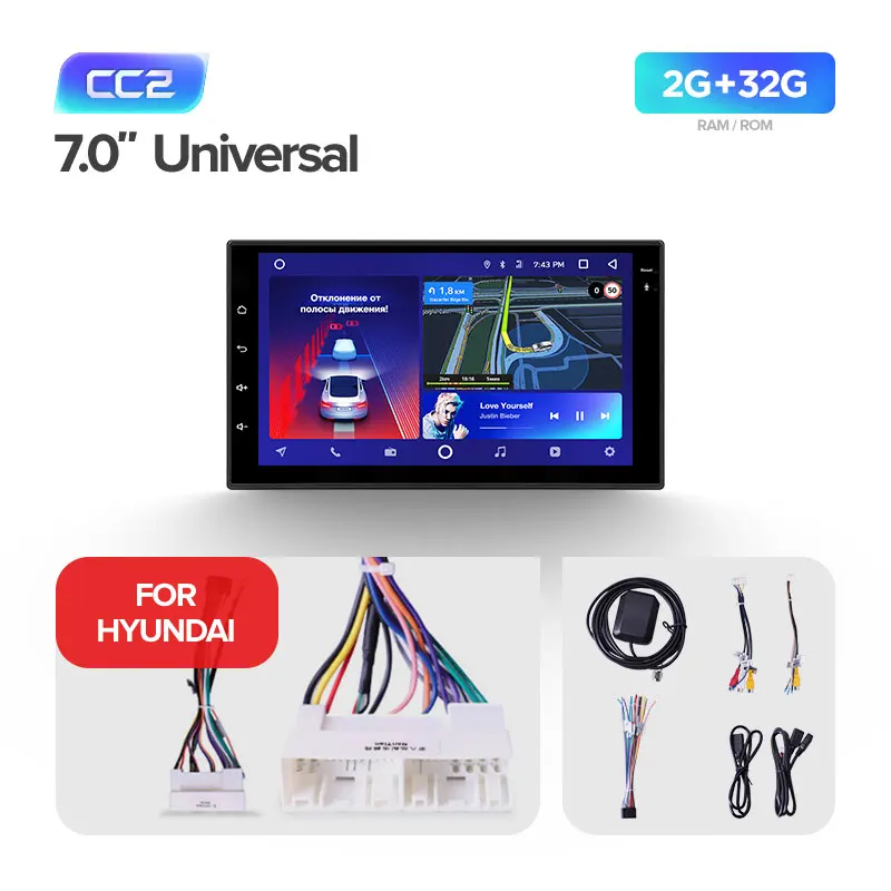 Hyundai CC2 32G TEYES CC2 автомобильный мультимедийный плеер android 2 Din DVD для автомобиля Nissan almera qashqai juke Toyota Volkswagen Mazda Kia VW peugeot лада - Цвет: Hyundai CC2 32G