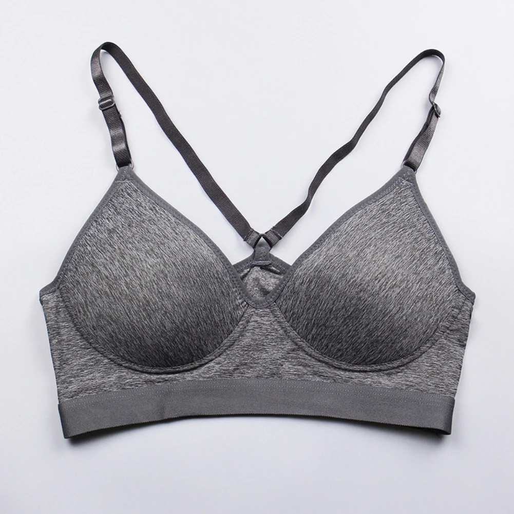 

Women Lingerie Plus Size Sport Underwear Sexy Solid Brassiere Deep V Bralette Y-Line Straps Wireless Push Up Half Cup Bra
