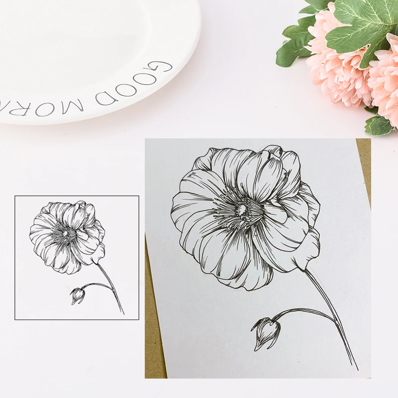 

Clear Stamps Blooming flowers Transparent Rubber Stamps Silicone Scrapbooking for Card Making Photo Album Craft Decor Stamp 2019