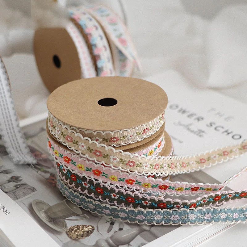 Милый цветок 4Mts отделка тесьмой из мешковины вышивка мультфильмов розовые банты