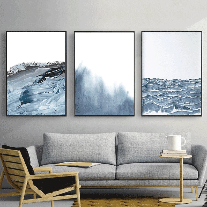 Морской песок холст живопись абстрактный океан настенное искусство пейзаж