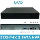 Сетевой цифровой видеорегистратор Vidoe 32*4K, H.265, NVR, рекордер, Интеллектуальный анализатор Max 2*12T, ONVIF2.4, VMS XMEYE, P2P, RTSP, обнаружение лиц