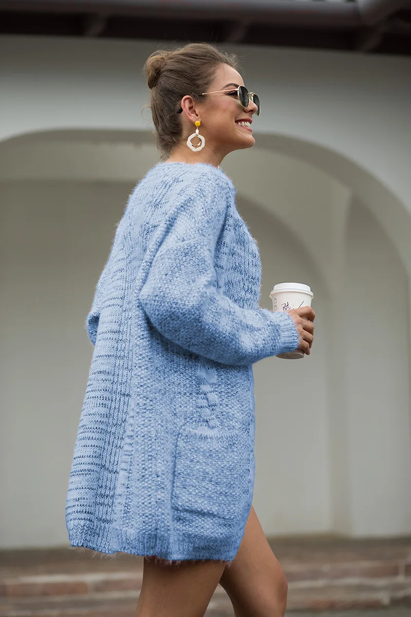 Женский вязаный кардиган с длинным рукавом LOGAMI повседневный длинный 2018| |