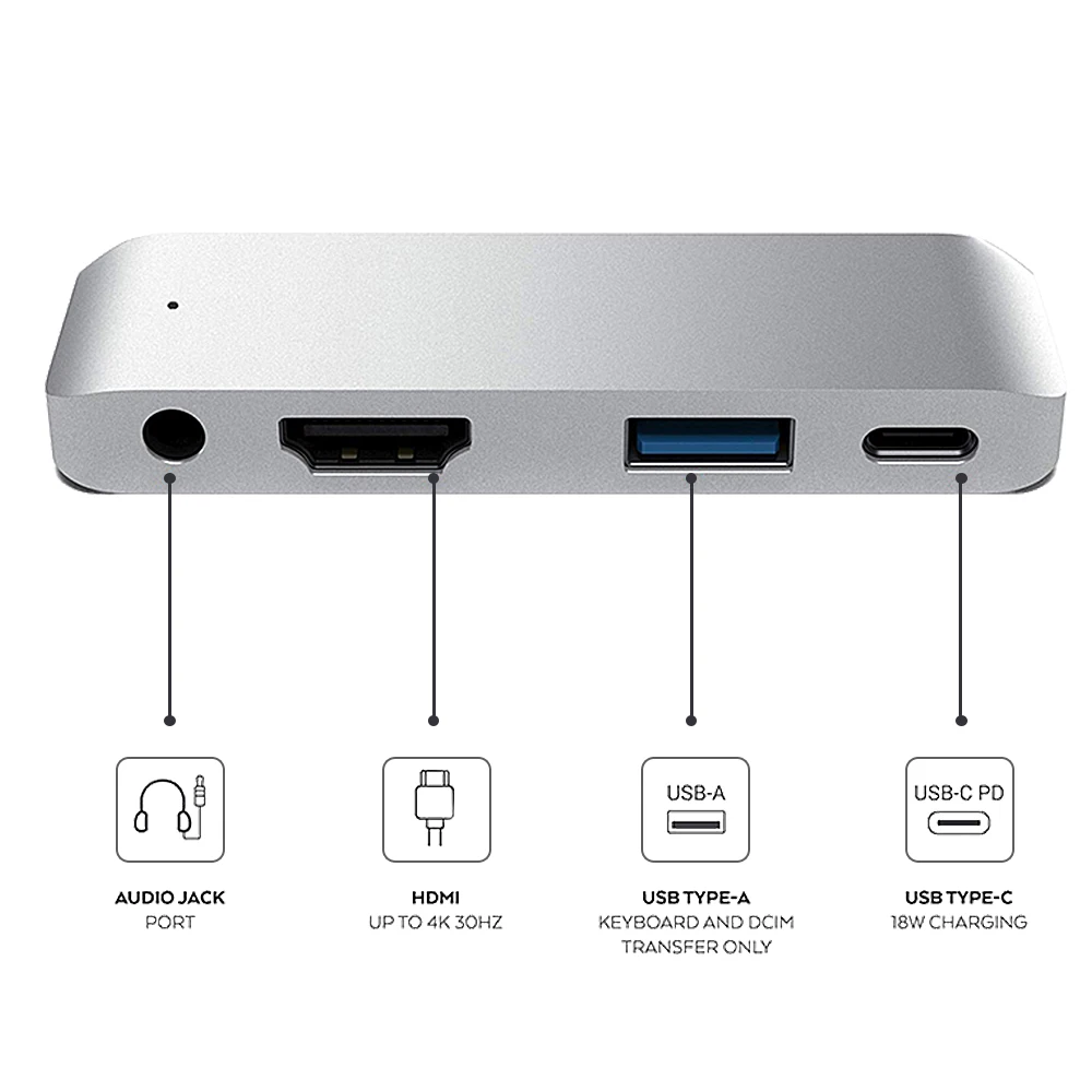 Новый USB C концентратор с 3 5 мм аудио разъемом 4K HDMI Гбит/с порт 18 Вт зарядка мульти