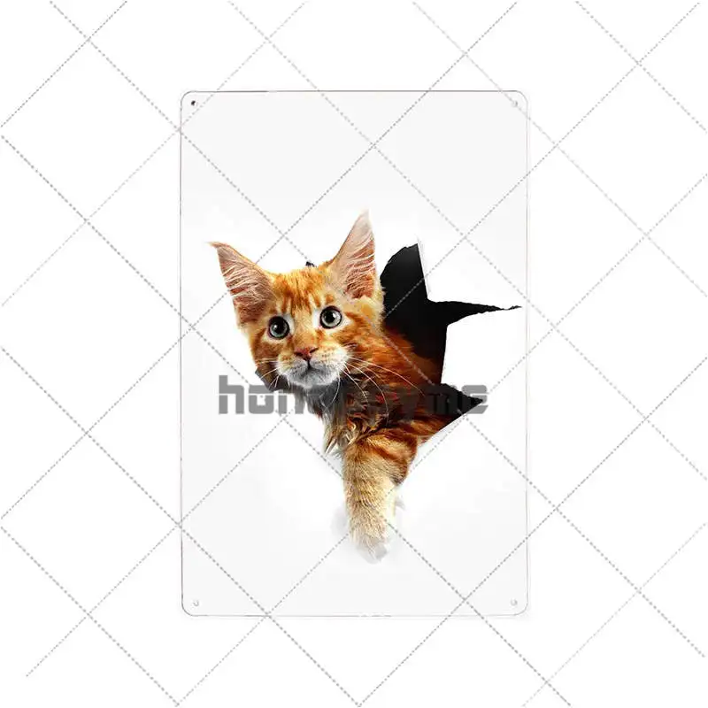 С рисунком кота из мультфильма металла плакат ПЭТ жестяная вывеска домашный