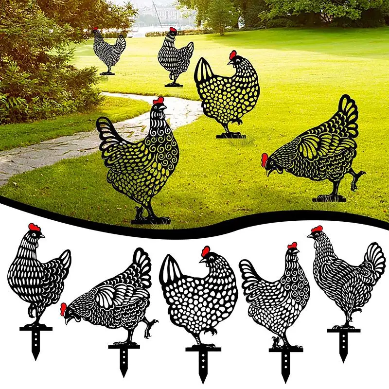 

Chicken Art Statues Backyard Lawn Stakes Hen Yard Decor Garden Ornament Rustproof Exquisite High Quality Acrylic Home Decoration