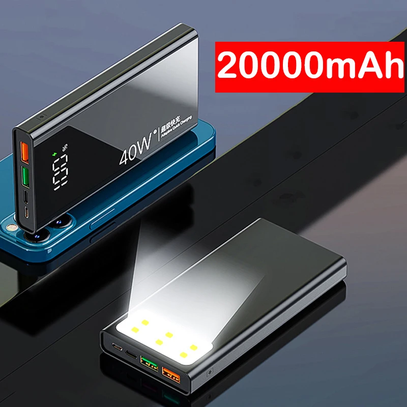 20000 мАч Power Bank портативный зарядное устройство 40W PD Type C повербанк внешний