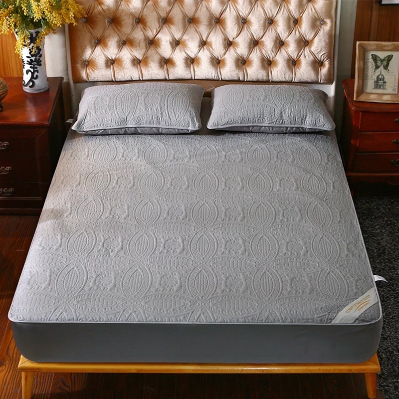 

Quilted Jacquard Cloud Waterproof Mattress Protector Deep Pocket Matress Cover Machine Washable Mattress Pad Folding Bed Cover