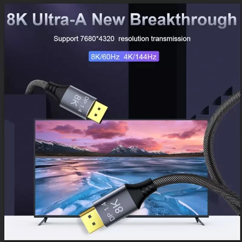 Кабель 8K Displayport 1 4 @ 60 Гц 4K 144 2K 165 32 Гбит/с HDR DP1.4 кабель UHD для RTX3070/3080 видео ПК