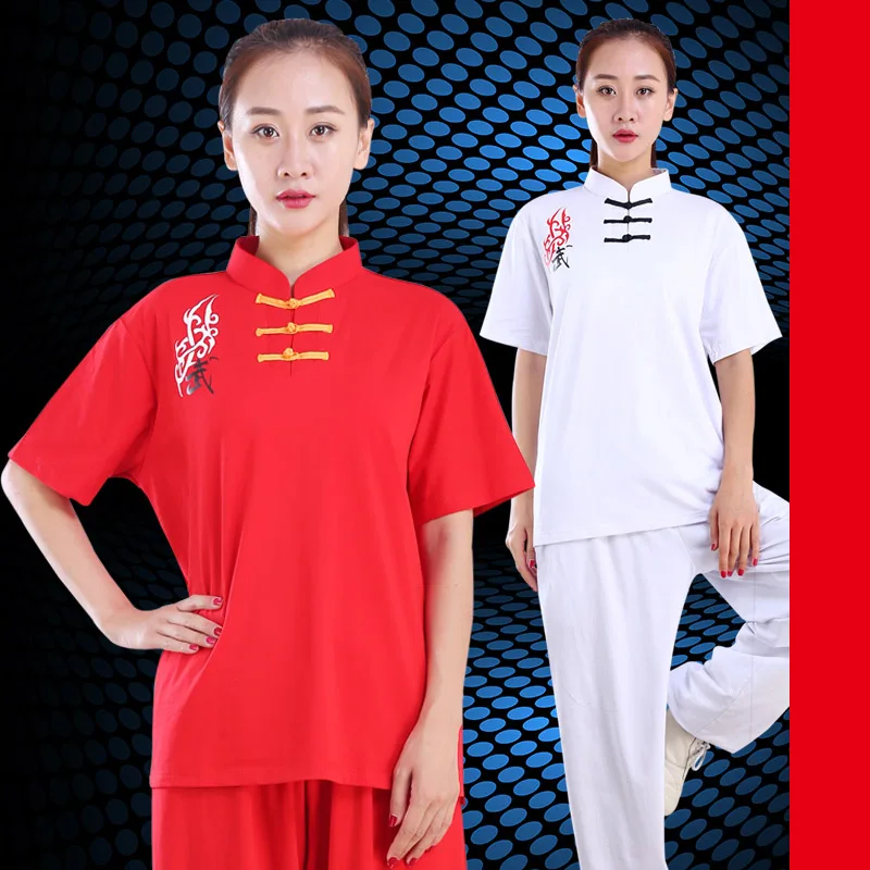 

Martial arts T-shirt Tai Chi clothing short-sleeved men's and women's cotton t-shirt spring and summer exercises
