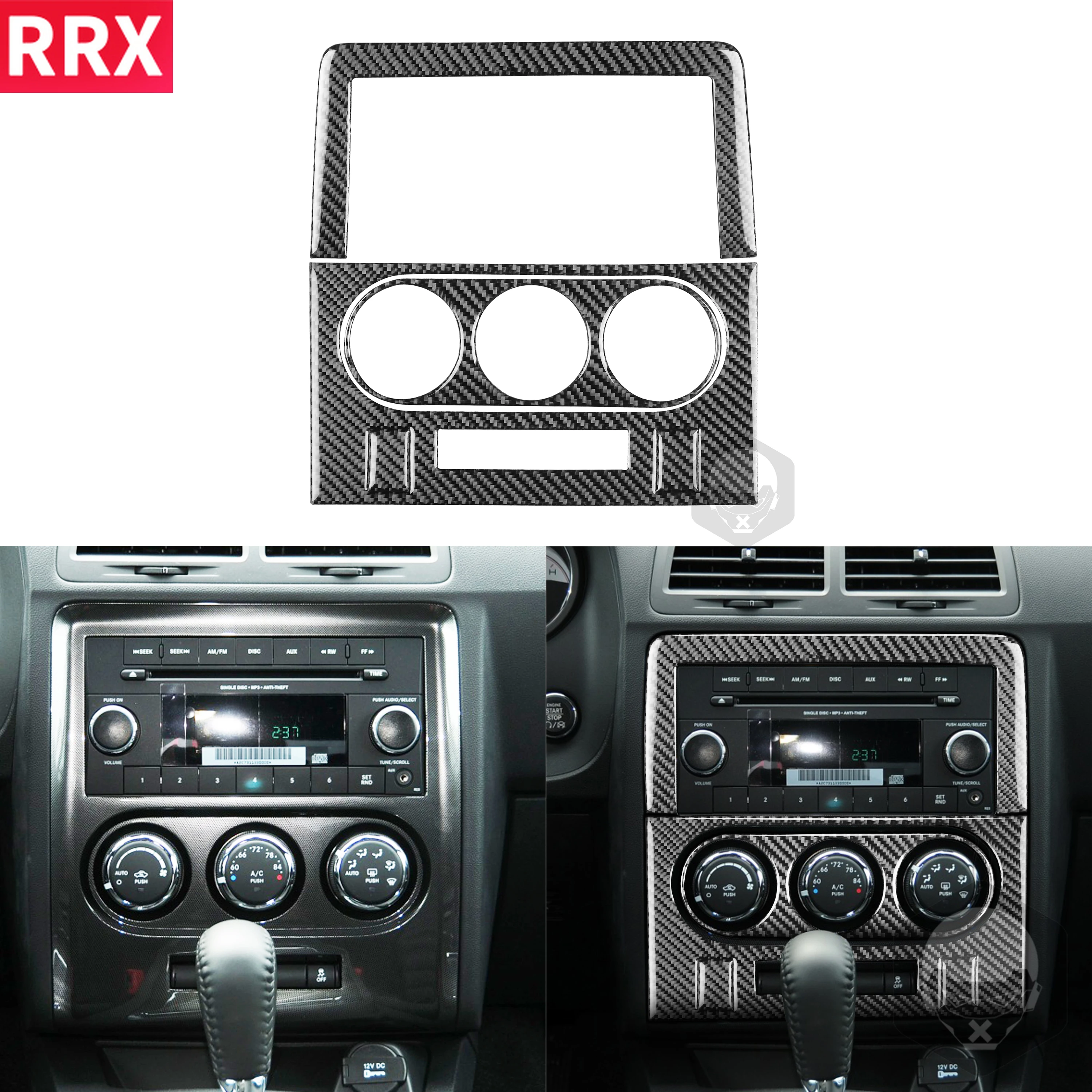 

RRX Carbon Fiber Sticker For Dodge Challenger 2008-2014 Hellcats Air Conditioning Radio Console Styling Interior Car Accessories