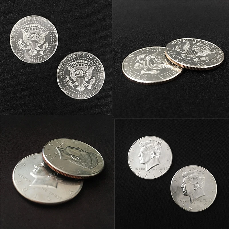 1pc Double Side Coin (Both Side in Tails or Head,Made By Real Half Dollar Coin) Magic Tricks Close Up Gimmick Props for Magician