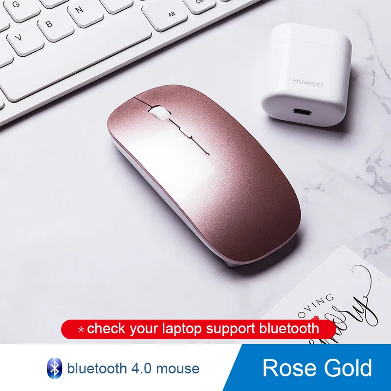 Беспроводная мышь, usb-приемник, перезаряжаемая мышь для xiaomi/Dell/Hp/lenovo/acer/Asus, бесшумная Bluetooth мышь для компьютера, ноутбука, ПК - Цвет: Bluetooth rose gold