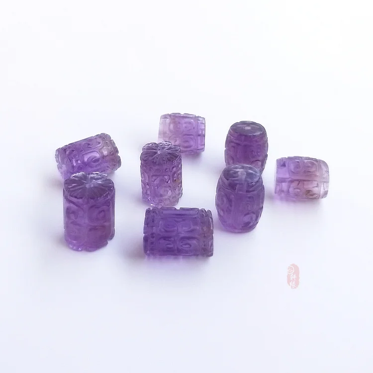 Бусины россыпью с аметистом Резной Столб 12*8 мм для изготовления ювелирных