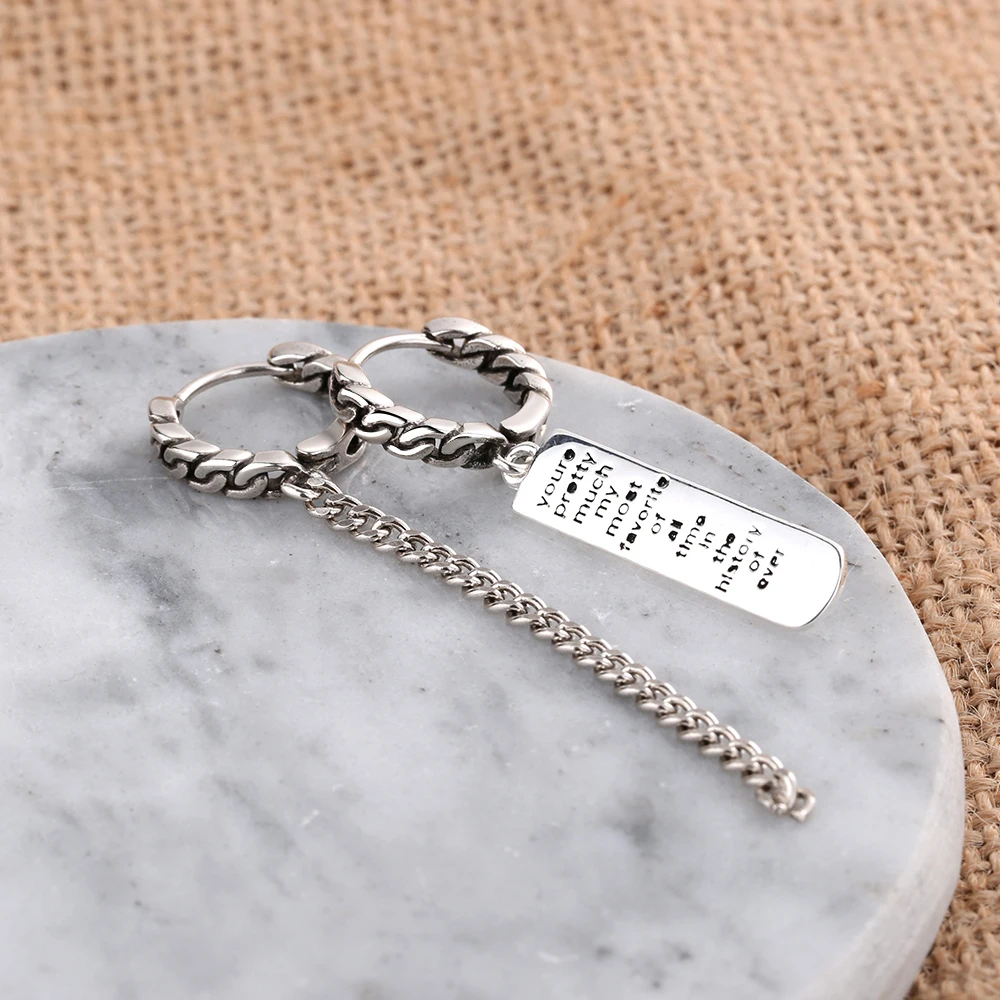 Женские асимметричные серьги кольца ANENJERY квадратные из стерлингового серебра 925