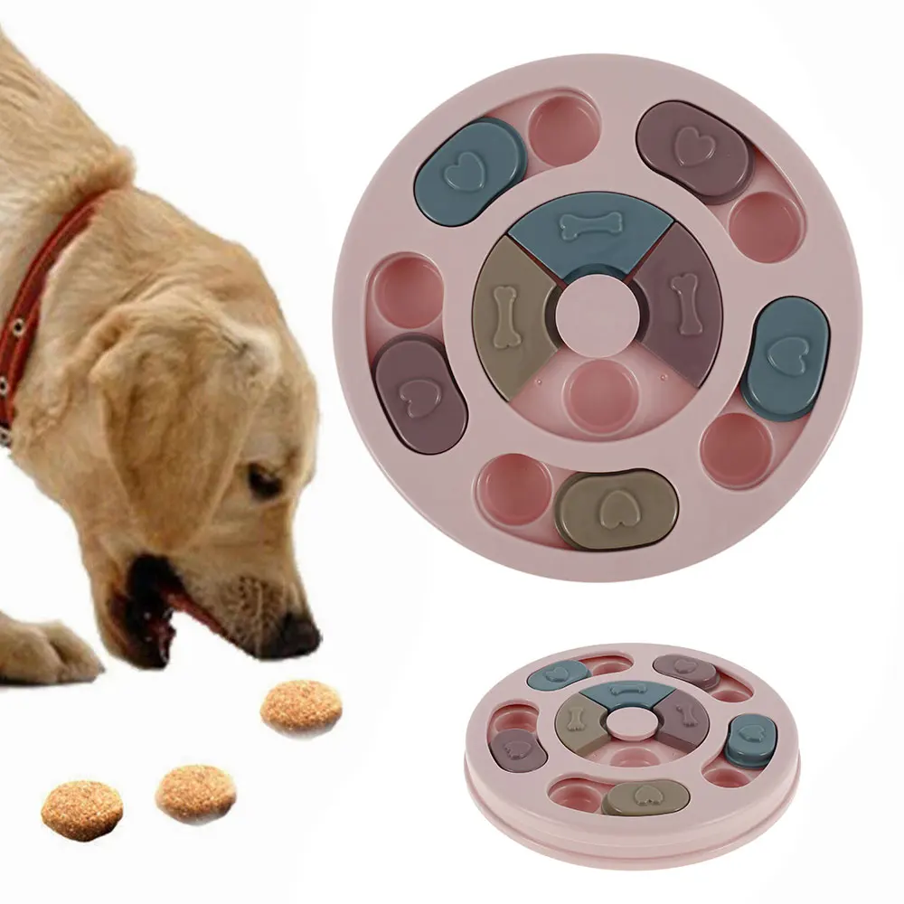 

Dog Feeder Pet Puzzle Toys Interactive Round Slow Dispensing Feeding Training Games for Small Medium Dogs Accessories