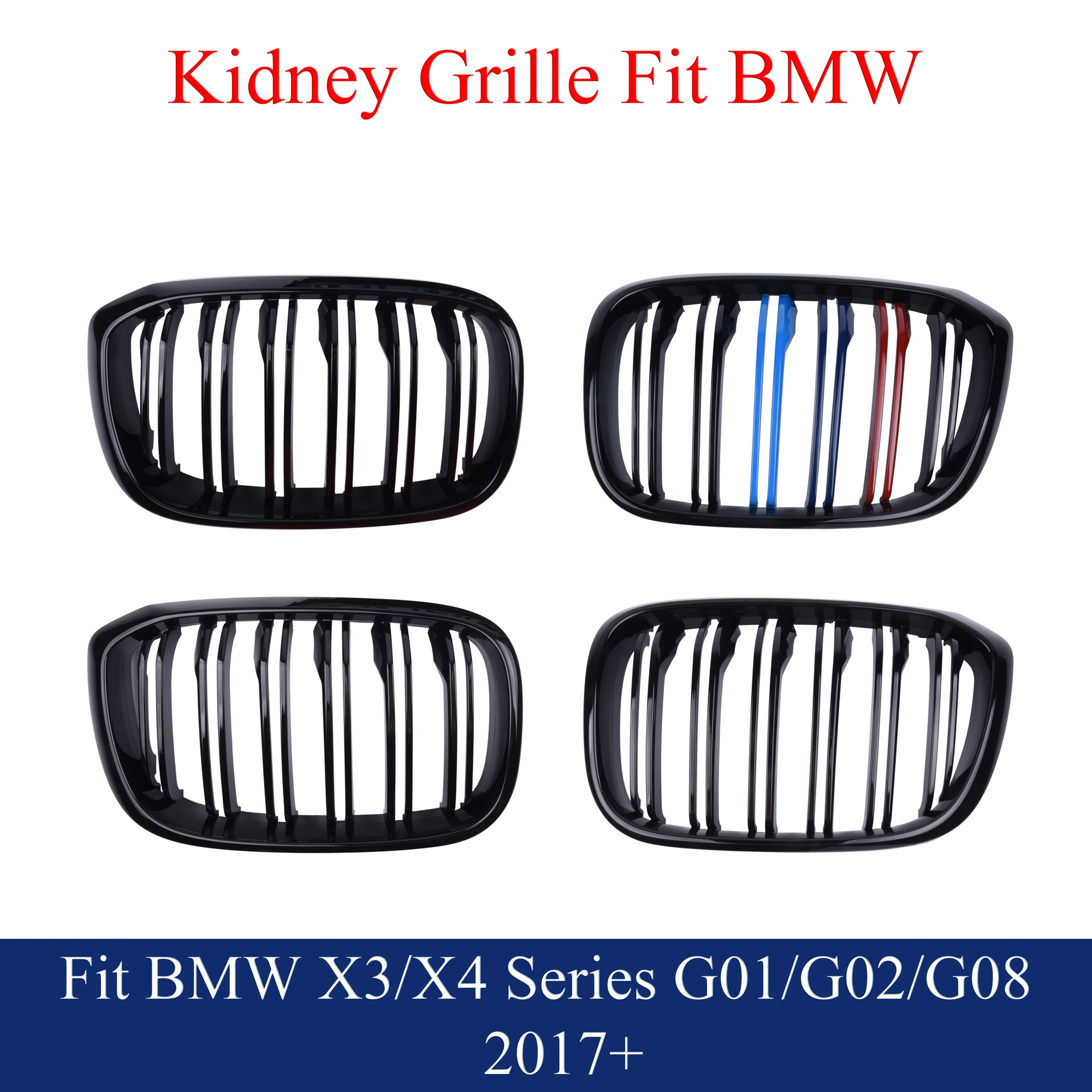 Front Kidney Grill Gloss Black M Color Fit  2017+ BMW X3 G01 X4 G02 SeriessDrive20i 18d xDrive20i 28i 30i 20d 25d 30d