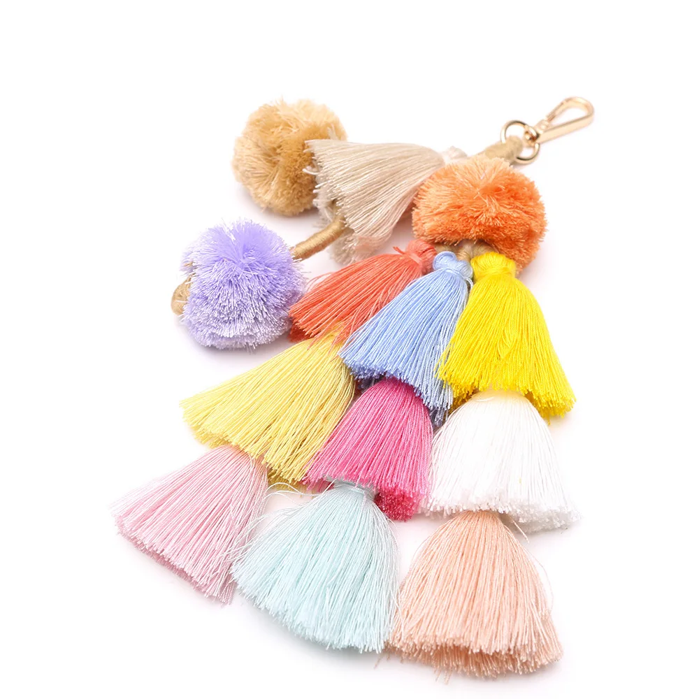 

Bohemian Tassel Pendant key Chan Handmade Hair ball Accessories Women Creative pompom Bag Tassel Keychain For Women Wholesale