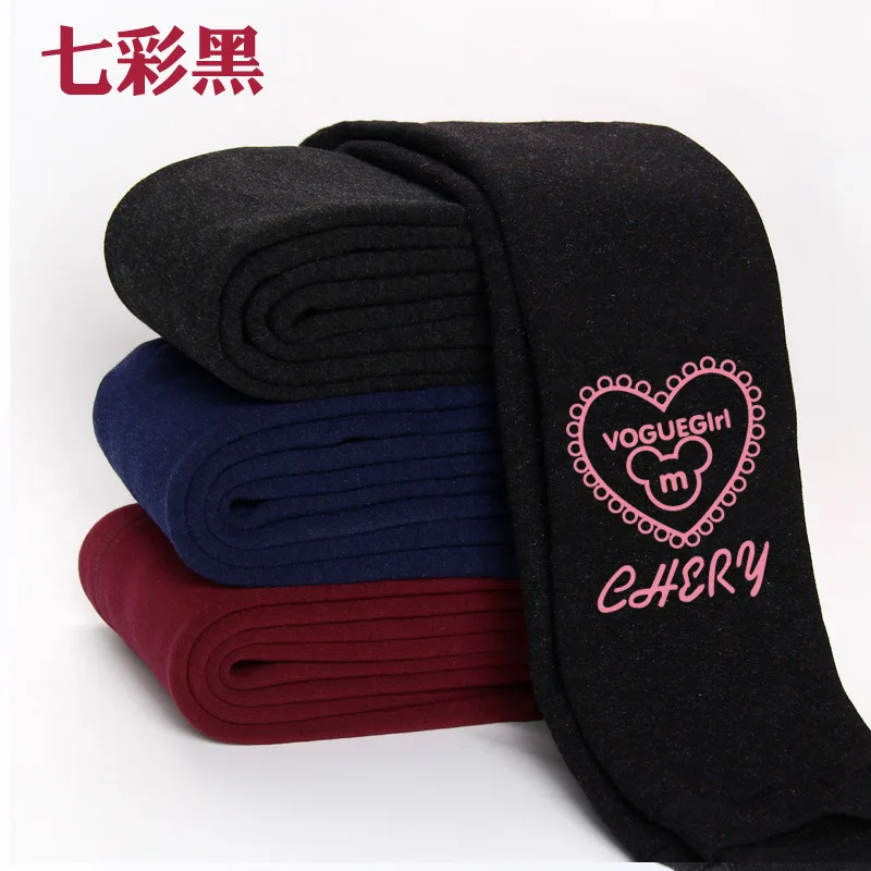 colorful heart bear Высококачественные зимние детские леггинсы для девочек; плотные теплые хлопковые штаны с эластичной резинкой на талии с рисунком для девочек; От 2 до 12 лет - Color: colorful heart bear