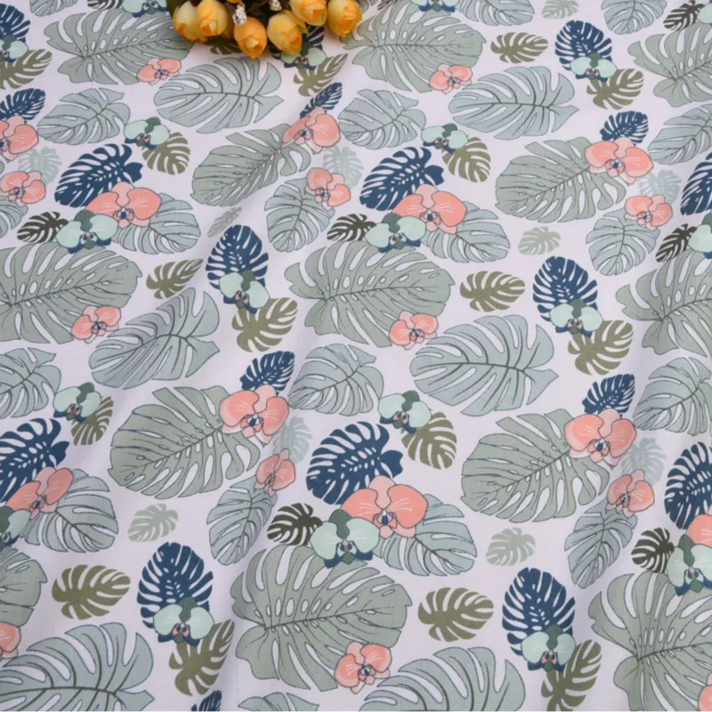Ткань из хлопка с принтом зеленых листьев ткань для пэчворка шитья стеганая