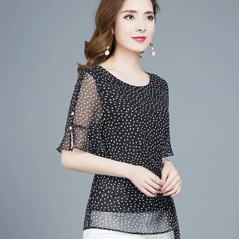 Женские весенне-летние стильные шифоновые Блузки Рубашки повседневные короткий