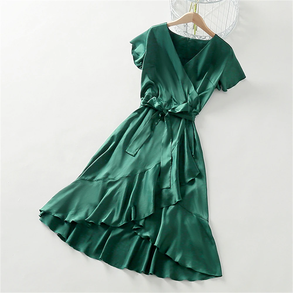 

PopReal Mom And Daughter Dress Elegant Family Matching Clothes Girl Kids Dress Mother And Daughter Outfits Satin Ruffle
