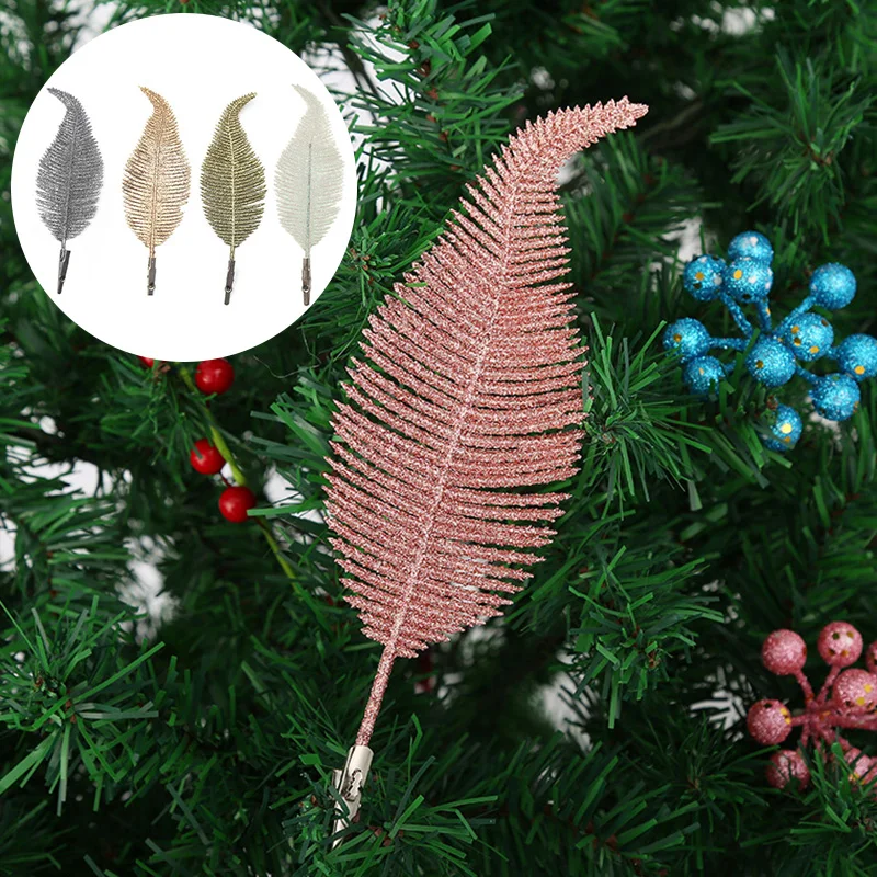 

Decoration Accessories Christmas Tree Plug-in Golden Onion Powder Persian Leaf Imitation Fake Leaf Home Decoration Diy Chrismas