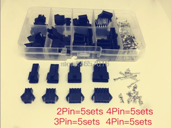

SM2.54 наборы 20 комплектов в коробке 2p 3p 4p 5p 2,54 мм Шаг гнездовой и штыревой Разъемы адаптер