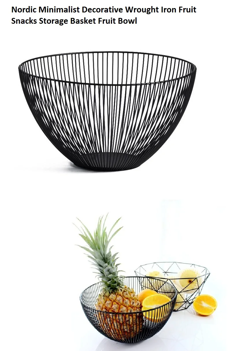 

Nordic Minimalist Decorative Wrought Iron Fruit Snacks Storage Basket Fruit Bowl