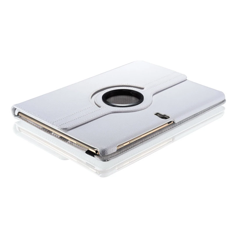 White Чехол-накладка для samsung Galaxy Tab S 10,5 SM-T800 SM-T805 T800 T805 TabS 10,5 дюймов 360 Вращающийся флип-чехол из полиуретановой кожи для планшета стекло - Цвет: White