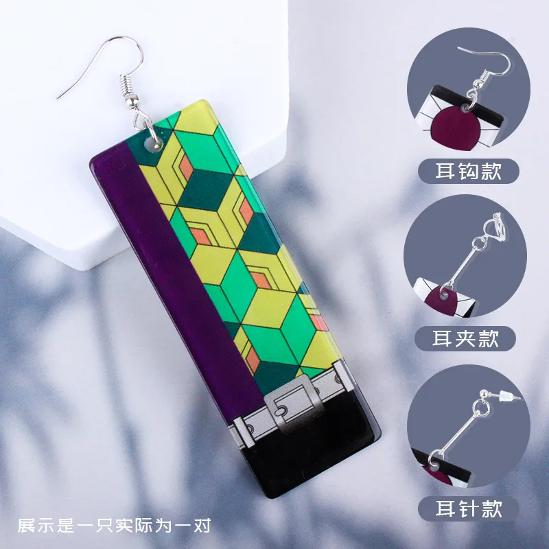 

Earrings for Women Demon Slayer Earring Man Fashion Geometric Jewelry Girl Classic Cartoon Anime Acrylic Kamado Nezuko Oorbellen