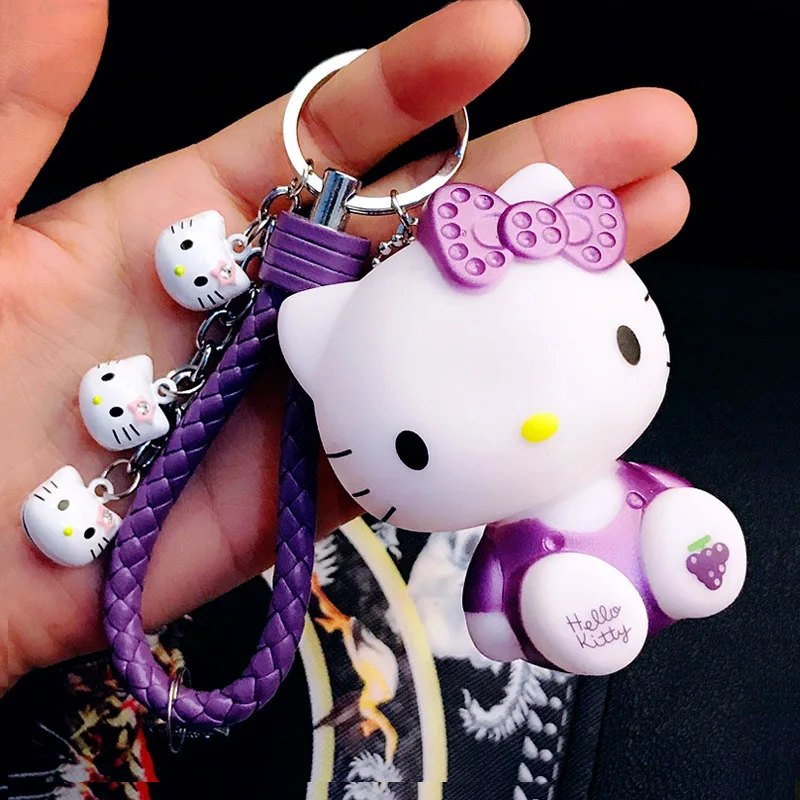 Милый розовый Кот hello kitty кукла брелок кожаный шнур брелок держатель металлический брелок с колокольчиком брелок Шарм сумка Подвеска для автомобиля подарок