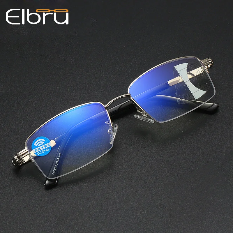 

Elbru с защитой от УФ-светильник прогрессивные очки для чтения для мужчин и женщин; Классического фасона; Рамки пресбиопические очки + 1,0 до 3,5