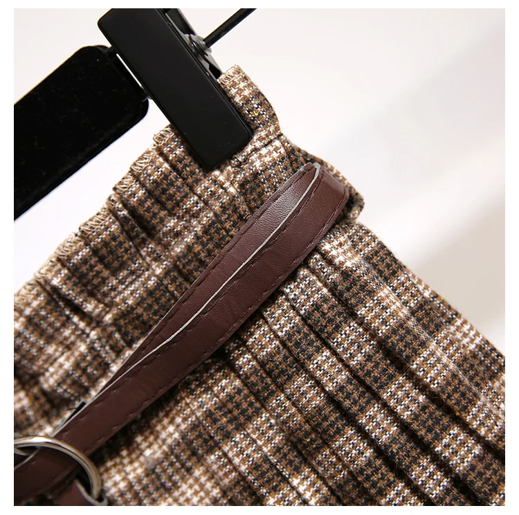 Юбка Женская шерстяная в клетку средней длины с поясом на резинке|Женские юбки| |