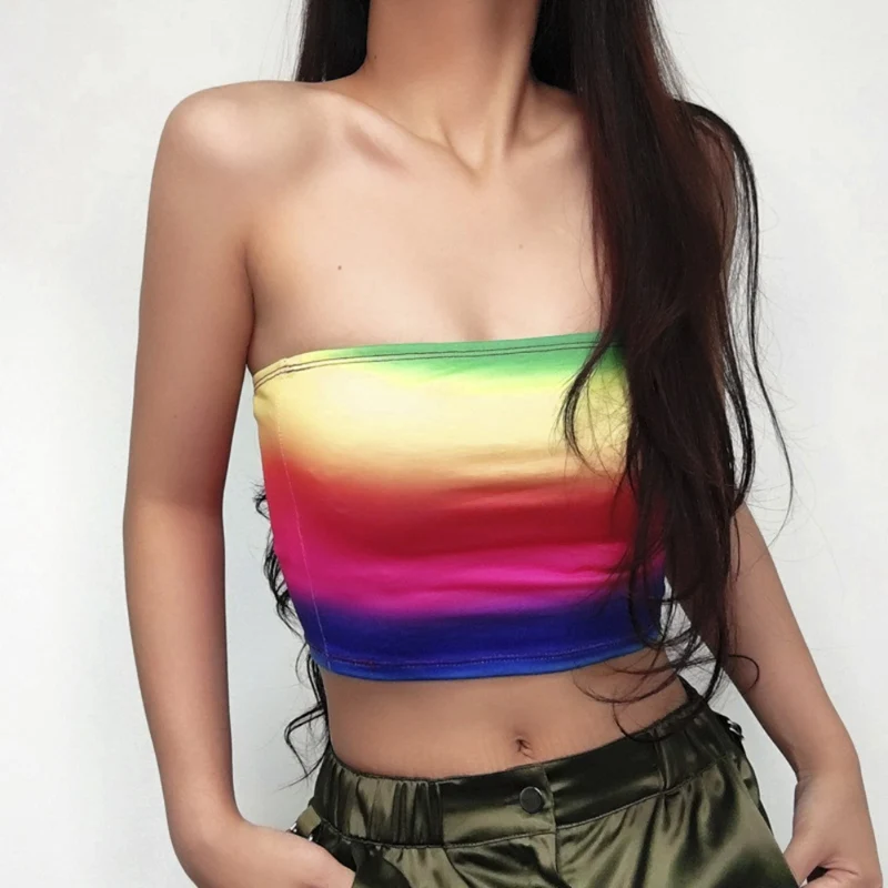 Европейская и американская Летняя Сексуальная красочная трубка топ обернутая