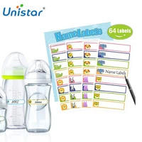 unistar 64 pieces baby bottle labels for daycare multi color waterproof write on name labels best for school adhesive sticker
