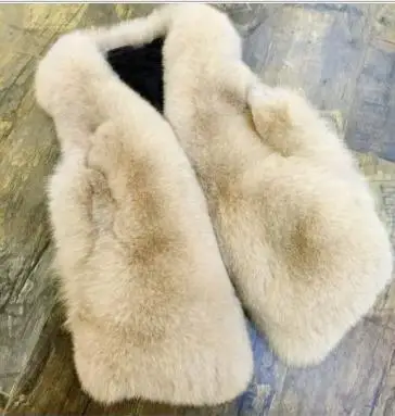 Женский осенне зимний жилет из искусственного лисьего меха с V образным вырезом