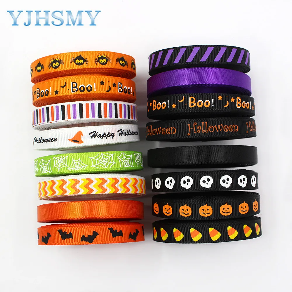 3/8'' 5yards Halloween printing Grosgrain Ribbons DIY Handmade Child Bow Wedding Decoration Gift Wrap Material |