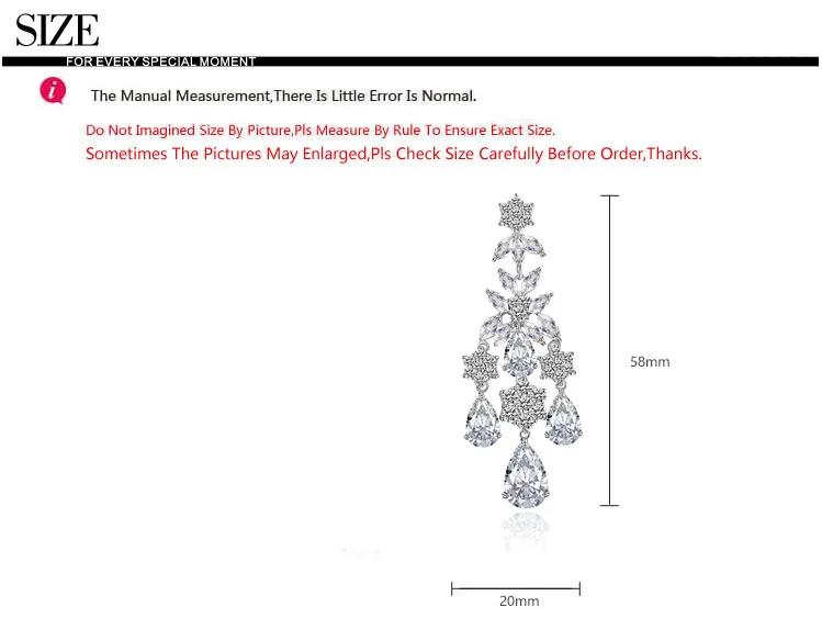 LUOTEEMI 2015 Elegant Chandelier Shape Cubic Zirconia Crystal Big Earrings Women Lady Fashion Wedding Party Jewelry | Украшения и