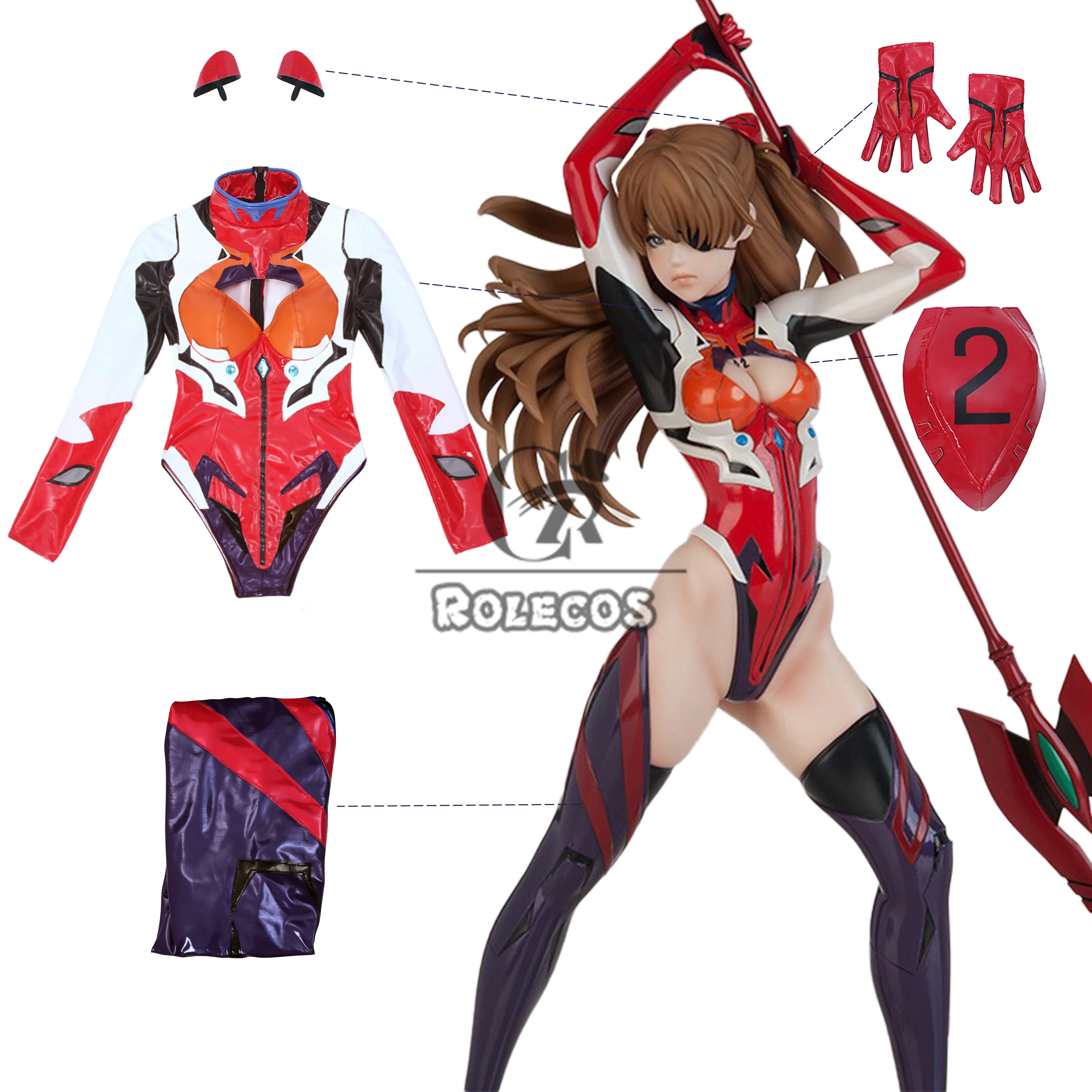 ROLECOS ЕВА АСУКА Langley Soryu Косплей Костюм EVA Женщина супергерой комбинезон Asuka