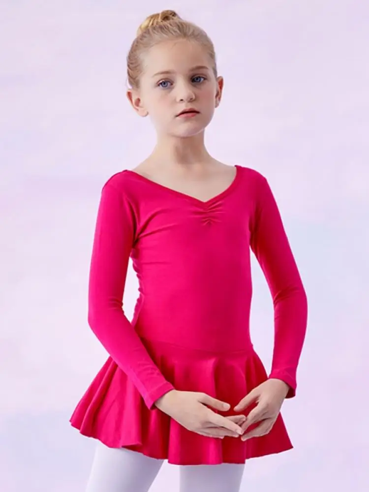 

Children'S Autumn And Winter New Fashion Dance Clothes Ballet Skirt Plus Velvet Long-Sleeved Plus Velvet Sportswear 105-150 Yard