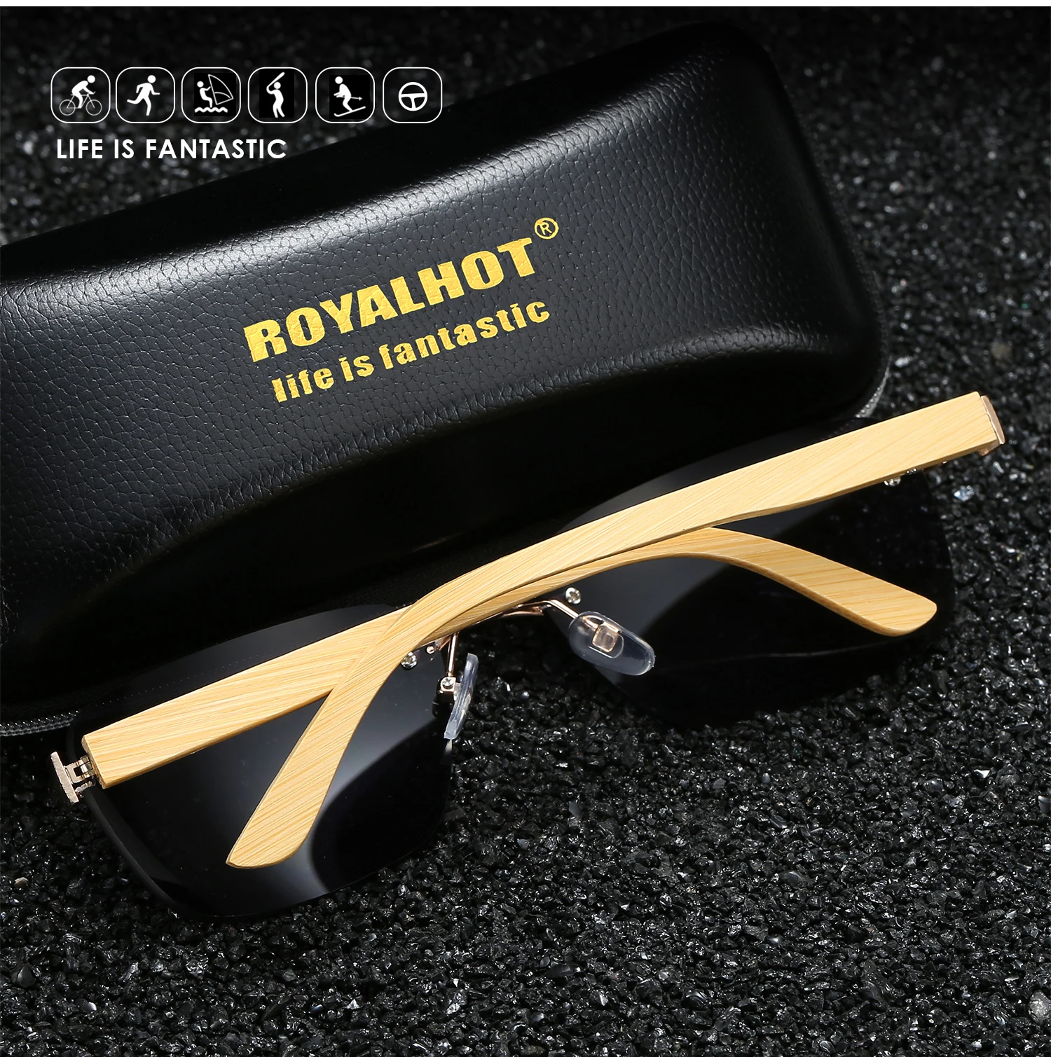RoyalHot Men Women Bamboo Wooden Rectangle Square Frame Sunglasses Driving Sun Glasses Shades Oculos masculino Male 900127 | Аксессуары