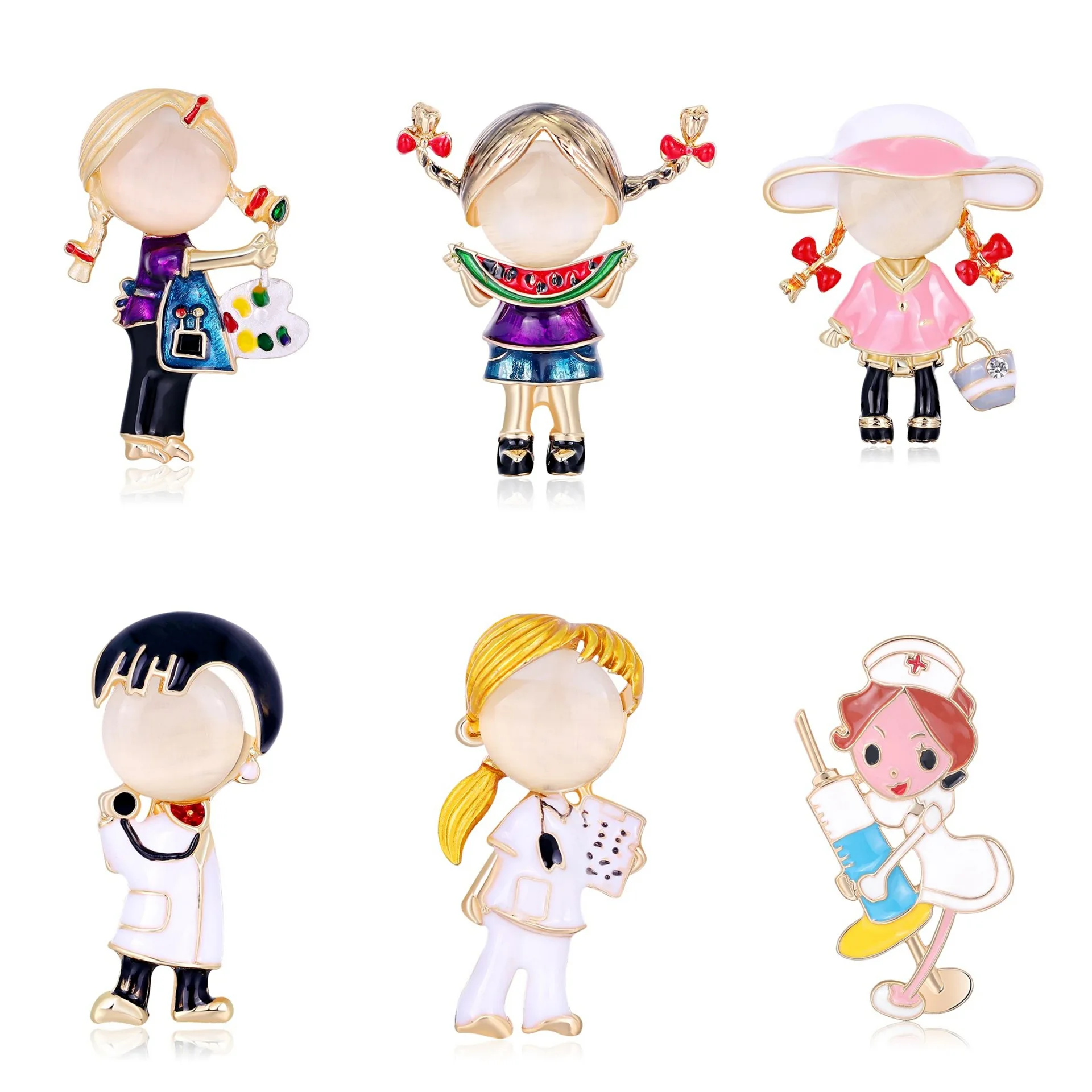 New cute girl boy brooch personality temperament alloy dripping pin set