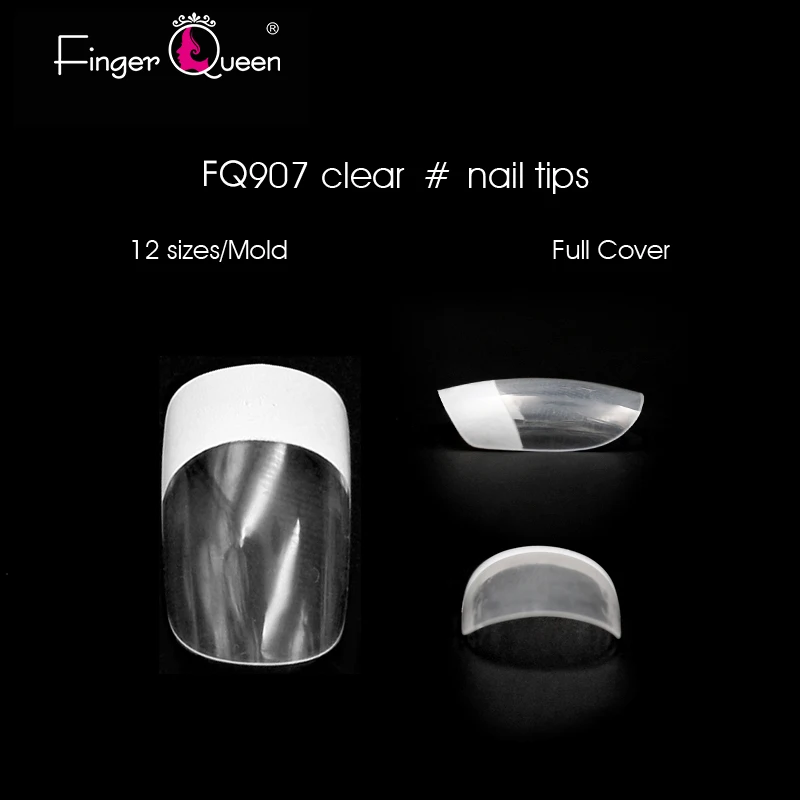 clear Fingerqueen, 480 шт, накладные ногти, длинные балерины, полная половина французских акриловых кончиков для ногтей, квадратная головка, накладные ногти FQ907 - Цвет: clear