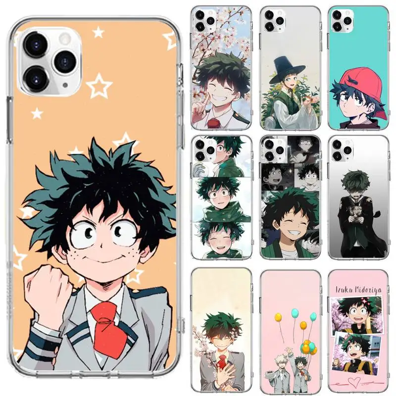 

My Hero Academia deku bakugou Boku Phone Transparent for iPhone 6 7 8 11 12 s mini pro X XS XR MAX Plus se cover funda shell