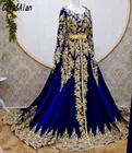 Платье-трапеция с длинными рукавами, аппликацией и накидкой, для выпускного вечера, кафтан, ярко-синие вечерние платья