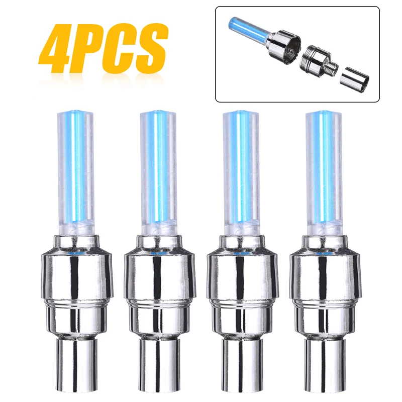 4 шт./компл. светильник для клапана шины автомобиля мотоцикла велосипеда синяя