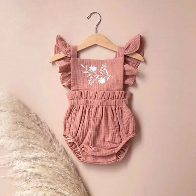 Мягкий хлопковый льняной комбинезон для новорожденных от 0 до 24 месяцев одежда