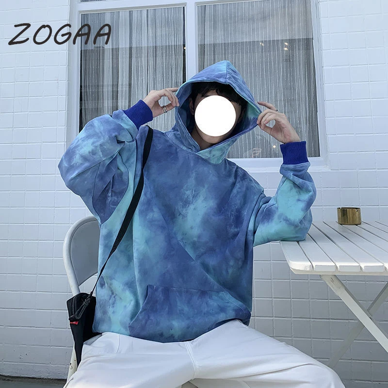 

ZOGAA 2021 Harajuku Tie Dye Hoodie Men's Fashion Thicken Hoodie Hip Hop Men's Sweatshirt Tie Dye Japanese Streetwear Large Size