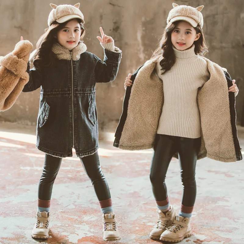 

2020 Autumn Winter Jacket For Girls Plus Velvet Hooded Coat Baby Fleece Jacket 4-12Years Kid Warm Outerwear Coat Children Parka